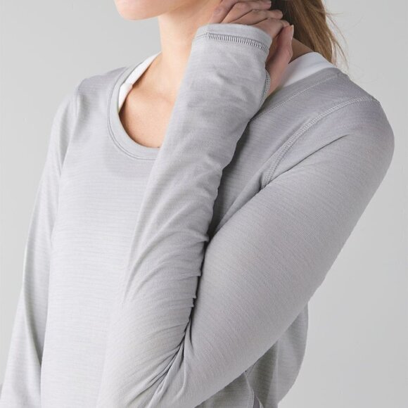 Lululemon Intensi-Tee Long Sleeve In Heathered Seal Grey / Battleship Sz 10 - Picture 2 of 10